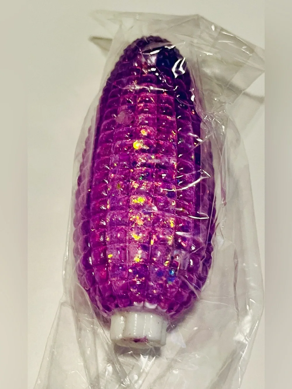 Purple Glitter Corn-Shaped Squishy Toy